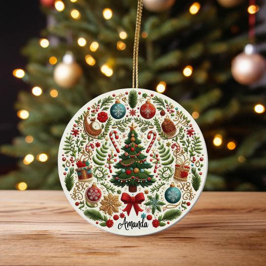 Personalized First Christmas Ornament, Ceramic Christmas Tree Decor