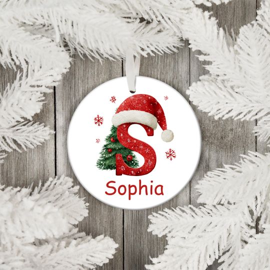 Custom Monogram Alphabet Ornament, 2025 Custom Initial Xmas Ornament