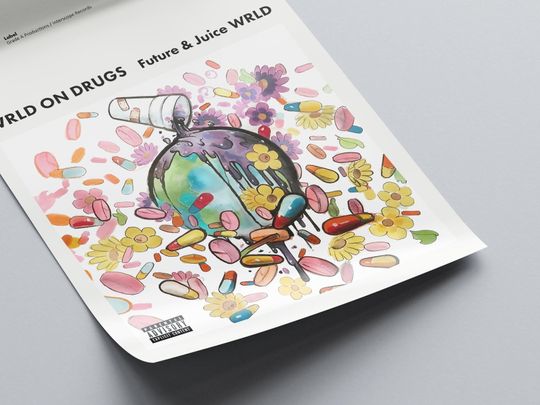 Wrld On Drugs Juice Wrld Digital Album Poster - Juice Wrld Poster - Tracklist Poster - Rap Print -  Gift For Him - Future Album Print