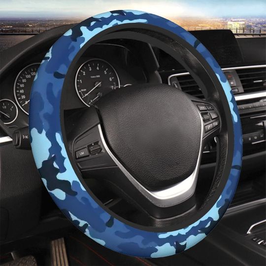 Steering Wheel Cover Camo Blue