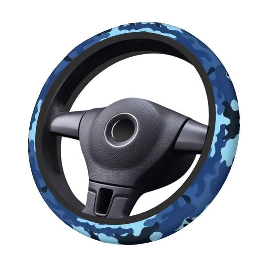 Steering Wheel Cover Camo Blue