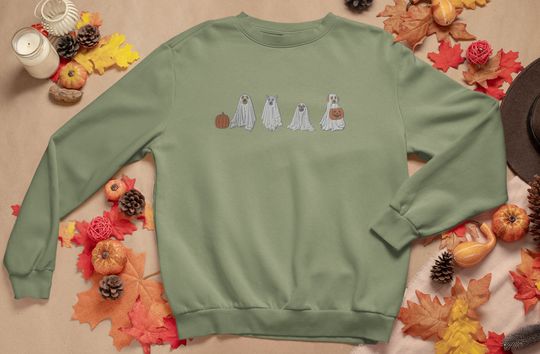 Embroidered Ghost Dog Halloween Unisex Sweatshirt, Halloween Dog Lover