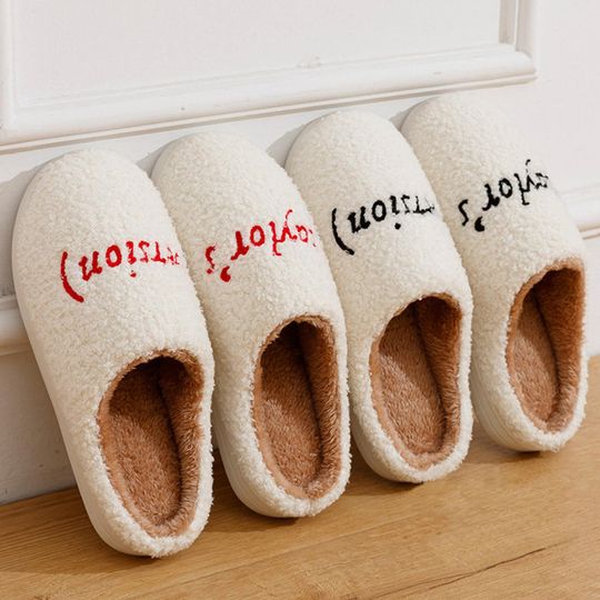 Cute Eras Tour Version Slippers, Fluffy Embroided Slippers