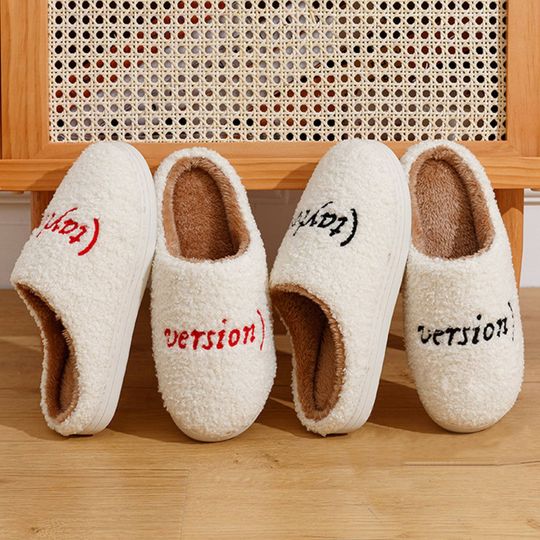 Cute Eras Tour Version Slippers, Fluffy Embroided Slippers
