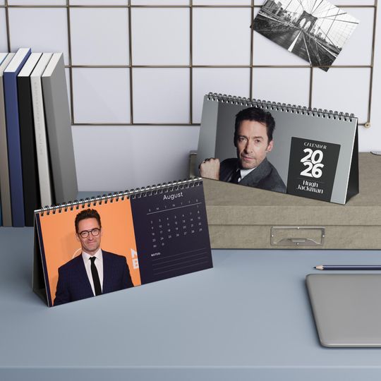 Hugh Jackman 2026 Desk Calendar | Premium Spiral Bound Celebrity Photo Calendar | Gift for Fans & Stylish Desk Decor