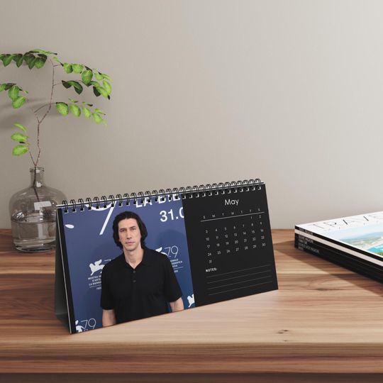 Adam Driver 2026 Desk Calendar | Premium Spiral Bound Celebrity Photo Calendar | Stylish Gift for Fans & Desk Dcor