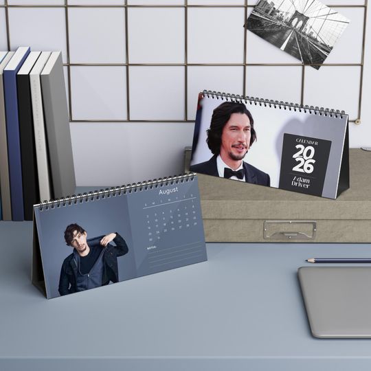 Adam Driver 2026 Desk Calendar | Premium Spiral Bound Celebrity Photo Calendar | Stylish Gift for Fans & Desk Dcor