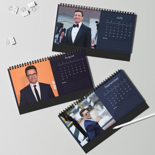 Hugh Jackman 2026 Desk Calendar | Premium Spiral Bound Celebrity Photo Calendar | Gift for Fans & Stylish Desk Decor
