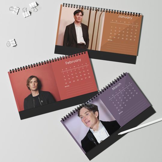 Cillian Murphy 2026 Desk Calendar |  Actor Gift | Office Decor
