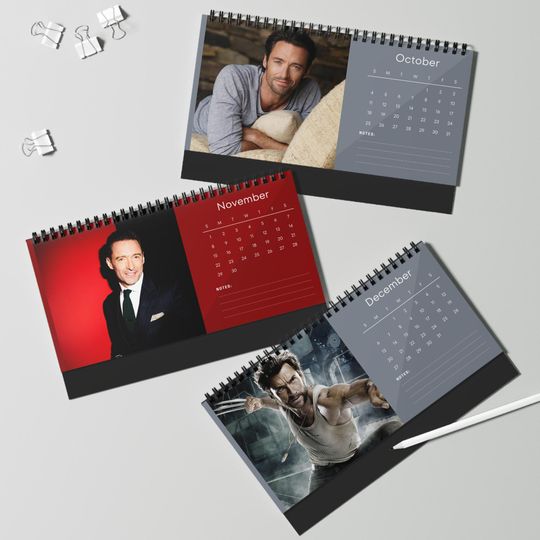 Hugh Jackman 2026 Desk Calendar | Premium Spiral Bound Celebrity Photo Calendar | Gift for Fans & Stylish Desk Decor