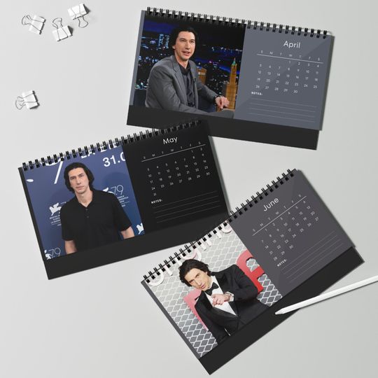 Adam Driver 2026 Desk Calendar | Premium Spiral Bound Celebrity Photo Calendar | Stylish Gift for Fans & Desk Dcor