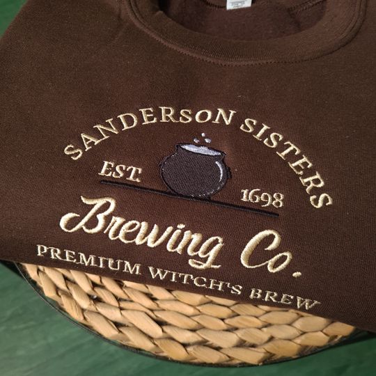 Sanderson Sisters Embroidered Sweatshirt, Brewing Co Halloween Crewneck