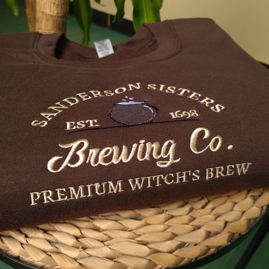 Sanderson Sisters Embroidered Sweatshirt, Brewing Co Halloween Crewneck