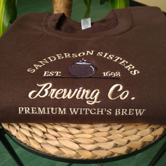 Sanderson Sisters Embroidered Sweatshirt, Brewing Co Halloween Crewneck