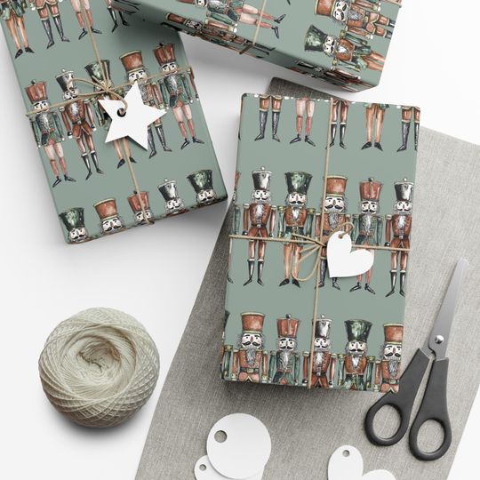 Nutcracker Christmas Wrapping Paper: Traditional Toy Soldier Gift Wrap