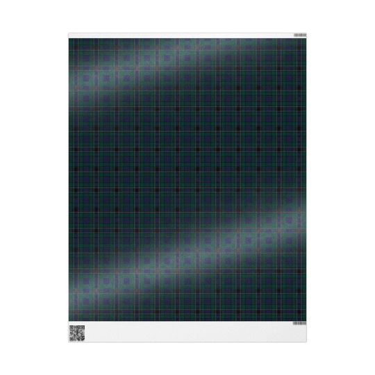 Plaid Tartan Wrapping Paper, Dark Green Gift Wrap, Purple Blue Holiday Christmas Paper