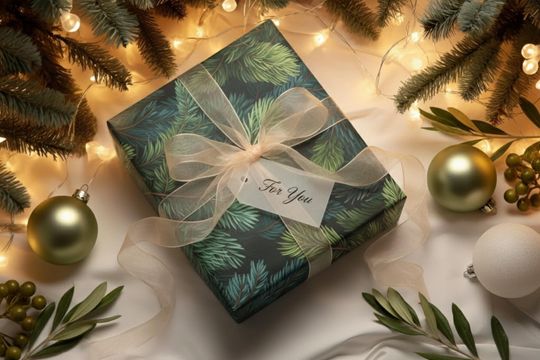 Colorado Spruce Tree Gift Wrap, Evergreen Christmas Wrapping Paper, Dark Green