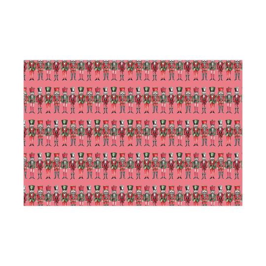 Nutcracker Christmas Wrapping Paper Pink Red Green Holiday Gift Wrap
