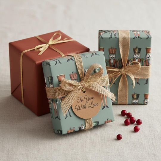 Nutcracker Christmas Wrapping Paper: Traditional Toy Soldier Gift Wrap