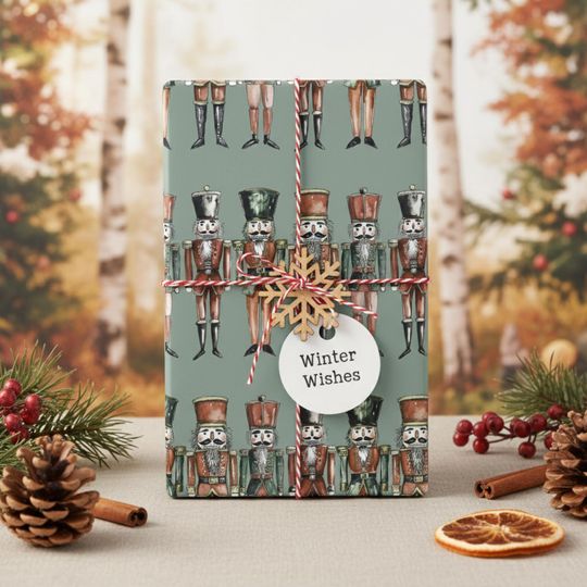 Nutcracker Christmas Wrapping Paper: Traditional Toy Soldier Gift Wrap