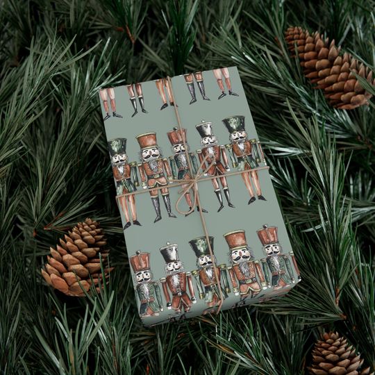 Nutcracker Christmas Wrapping Paper: Traditional Toy Soldier Gift Wrap