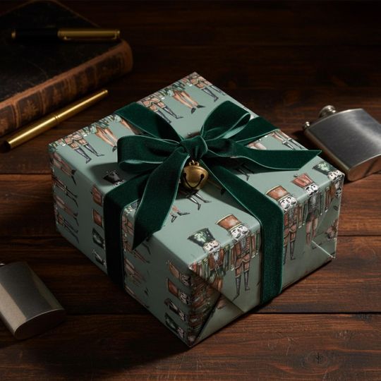 Nutcracker Christmas Wrapping Paper: Traditional Toy Soldier Gift Wrap