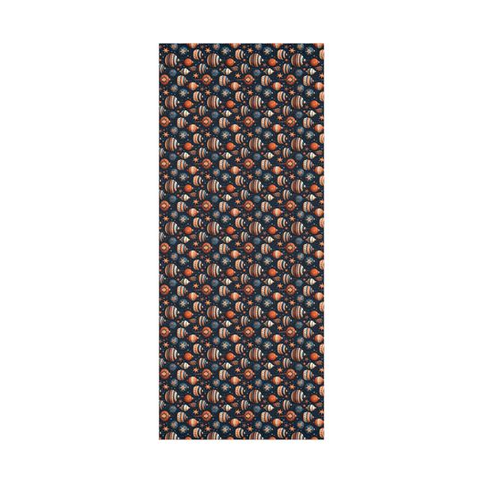 Navy Christmas Wrapping Paper: Festive Ornaments, Stars, Retro Style