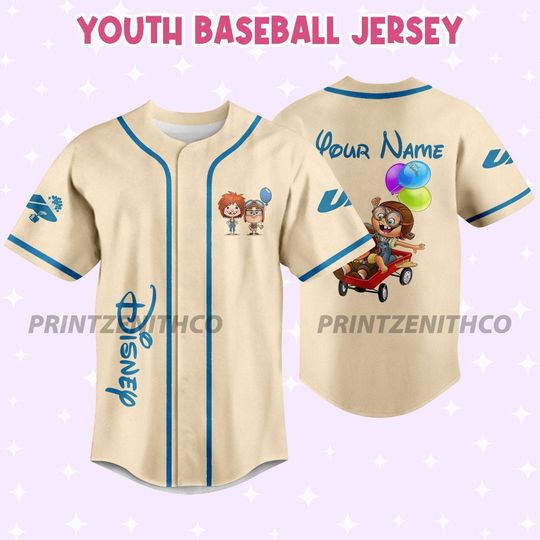 Personalized Disney UP Kid Ellie And Carl, Matching Baseball Jersey