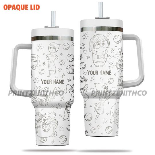 Custom Disney Inside Out Tumbler, Disney 40oz Tumbler With Handle