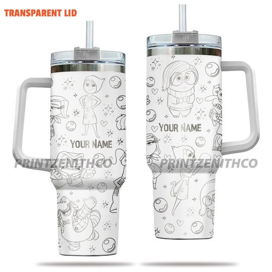 Custom Disney Inside Out Tumbler, Disney 40oz Tumbler With Handle
