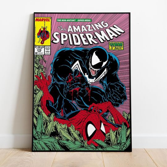 Spider Man Comic Book Covers Poster Unframed, Comics Print, Wall Art, Gift for Animation Fans