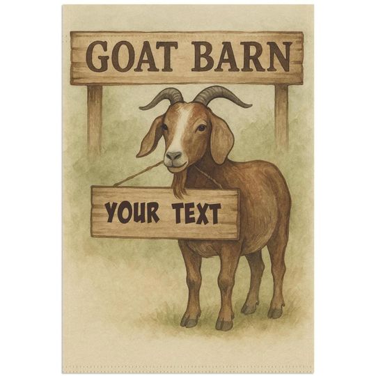 Personalized Goat Barn Garden Flag, Rustic Farmhouse Decor (12x18)