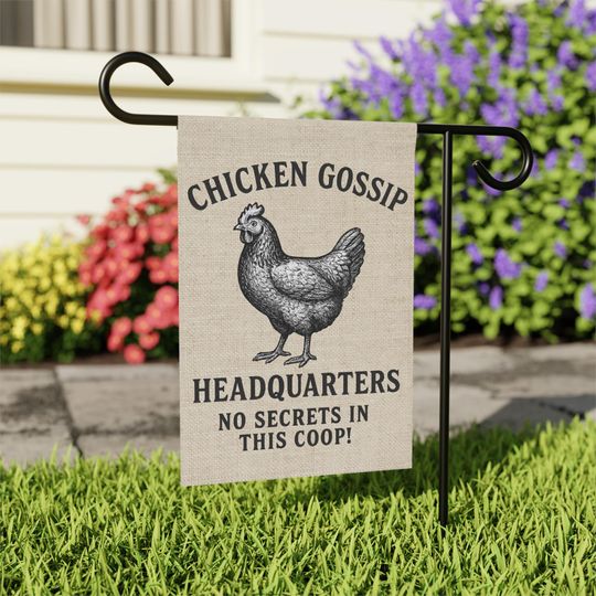 Funny Chicken Garden Flag: Rustic Farmhouse Coop Decor