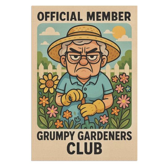 Grumpy Gardeners Club Garden Flag: Funny Retirement Yard Decor