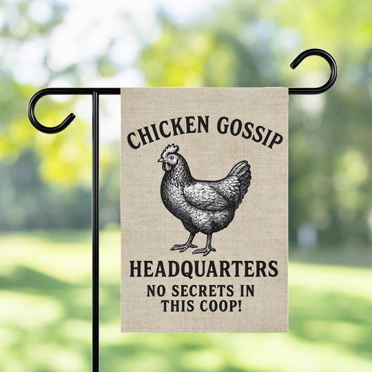 Funny Chicken Garden Flag: Rustic Farmhouse Coop Decor