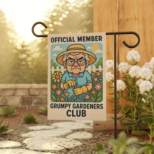 Grumpy Gardeners Club Garden Flag: Funny Retirement Yard Decor