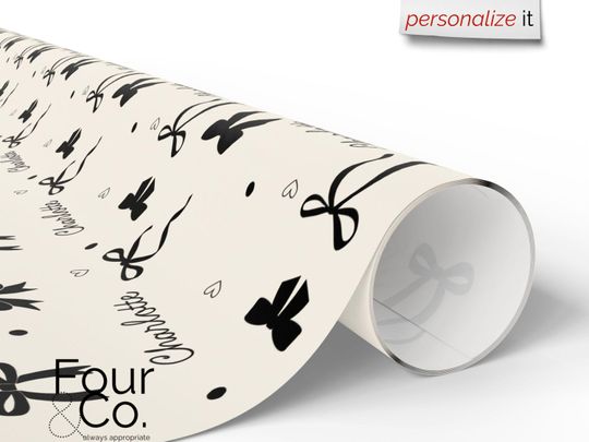 Personalized Name Wrapping Paper, Custom Gift Wrap, Coquette Gift Wrap