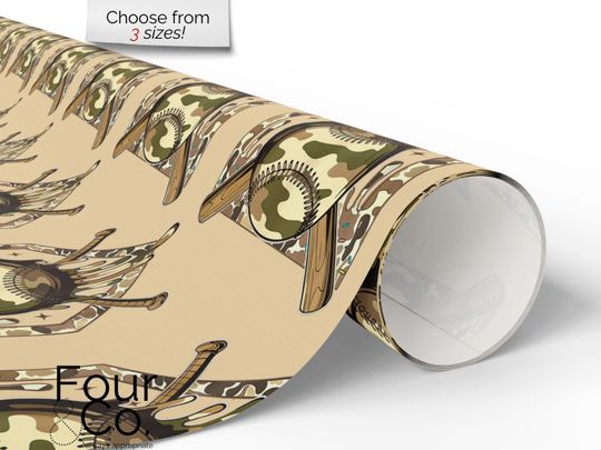 Camo Baseball Drip Wrapping Paper, Baseball Gift Wrap