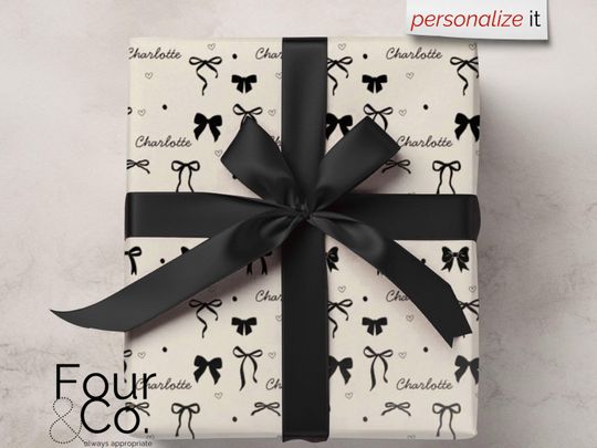 Personalized Name Wrapping Paper, Custom Gift Wrap, Coquette Gift Wrap