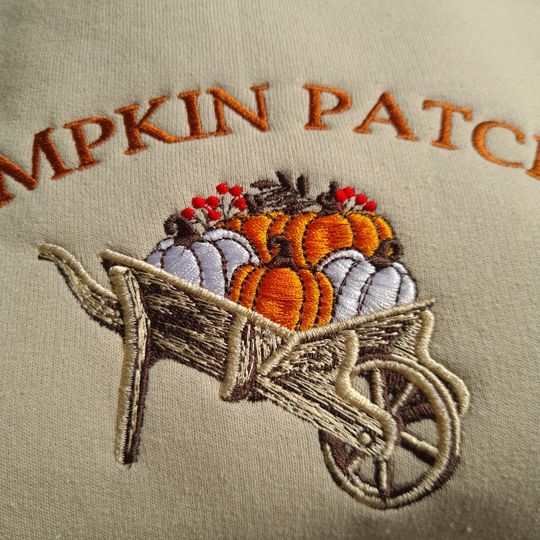 Pumpkin Patch Embroidered Crewneck, Halloween Embroidered Sweatshirt