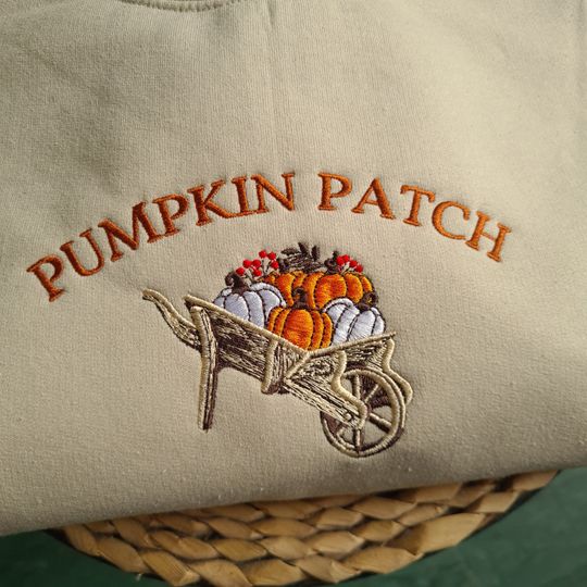 Pumpkin Patch Embroidered Crewneck, Halloween Embroidered Sweatshirt