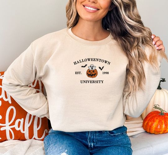 Embroidered Halloween Pumkin Sweatshirt, Halloweentown 1998 Sweatshirt, Fall Sweater