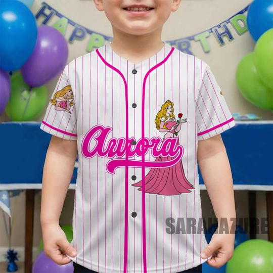 Custom Aurora Sleeping Beauty Baseball Jersey, Gift For Baseball Fan Disney Princess Matching Tee