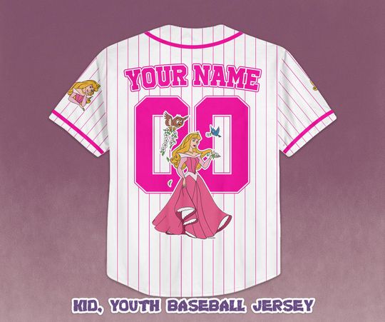 Custom Aurora Sleeping Beauty Baseball Jersey, Gift For Baseball Fan Disney Princess Matching Tee