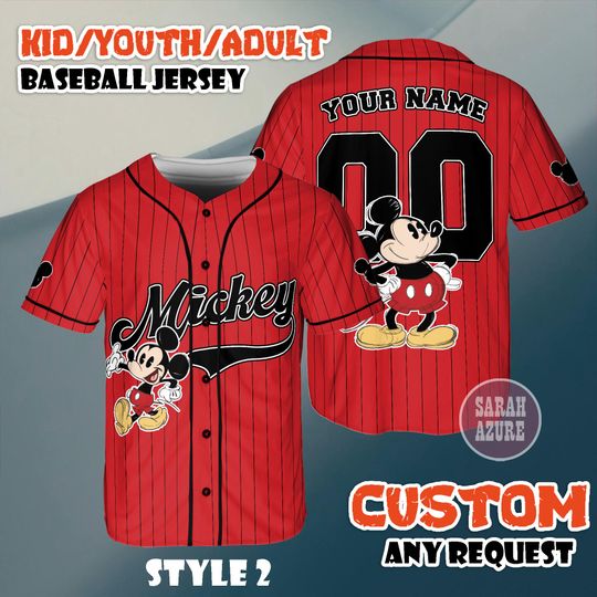 Custom Mickey and Friends Baseball Jersey, Disneyland Theme Park Apparel