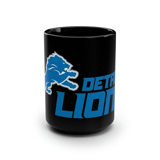 Detroit Lions Black Mug, 15oz