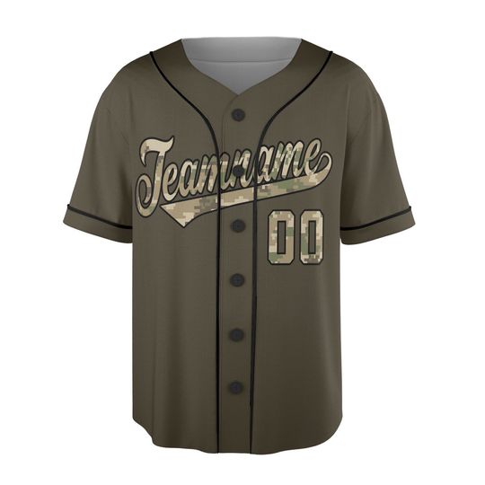 Personalized Olive Camo Baseball Jersey Custom Unisex Polyester Soccer Jersey Shirts