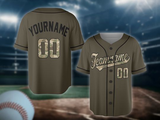 Personalized Olive Camo Baseball Jersey Custom Unisex Polyester Soccer Jersey Shirts