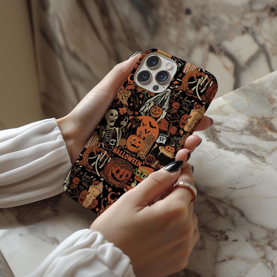 Halloween Ghost Phone Case for iPhone – Spooky Season Magnetic Wireless Charging Cover