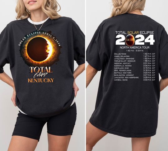 Kentucky Total Solar Eclipse 2024 Shirt, Path of Totality, Moon Astronomy Gift